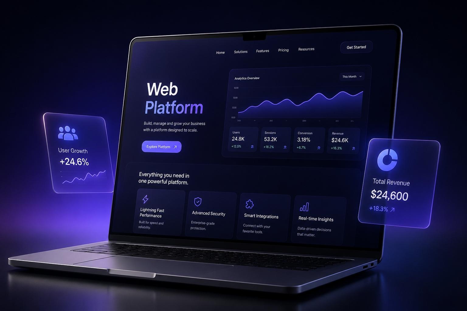 Bespoke website design interface mockup
